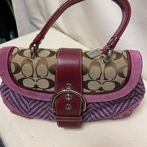 Coach purple suede leather & wool bag
